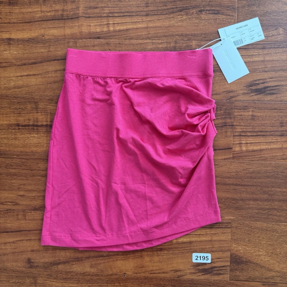 Helmut Lang Ruched Mini Skirt Magenta Size XS NWT $195 Modal Blend